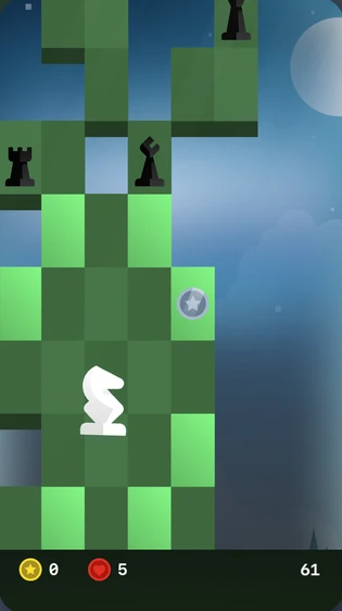 Knight Runner on a phone: a knight on a green chessboard